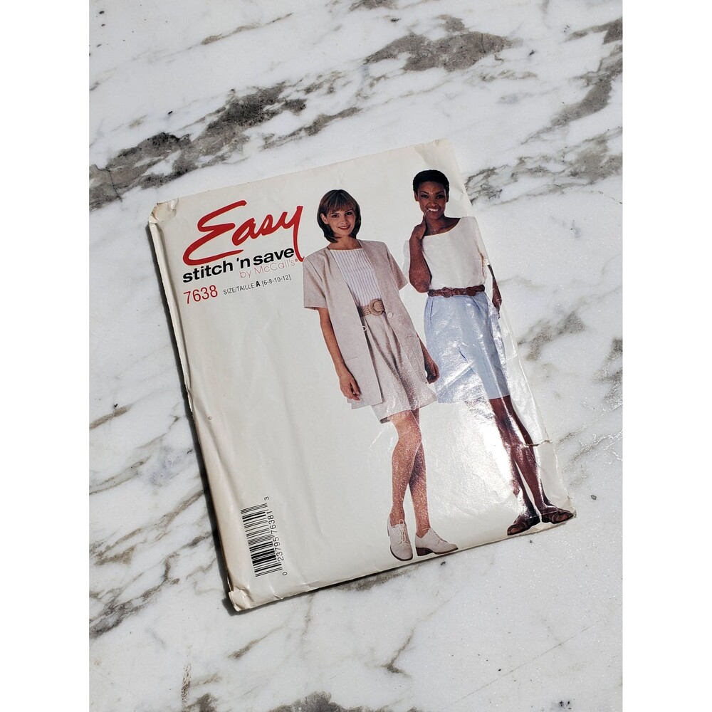 Easy Sewing Pattern for Misses Unlined Jacket, Top and Shorts - Size 6-8-10-12